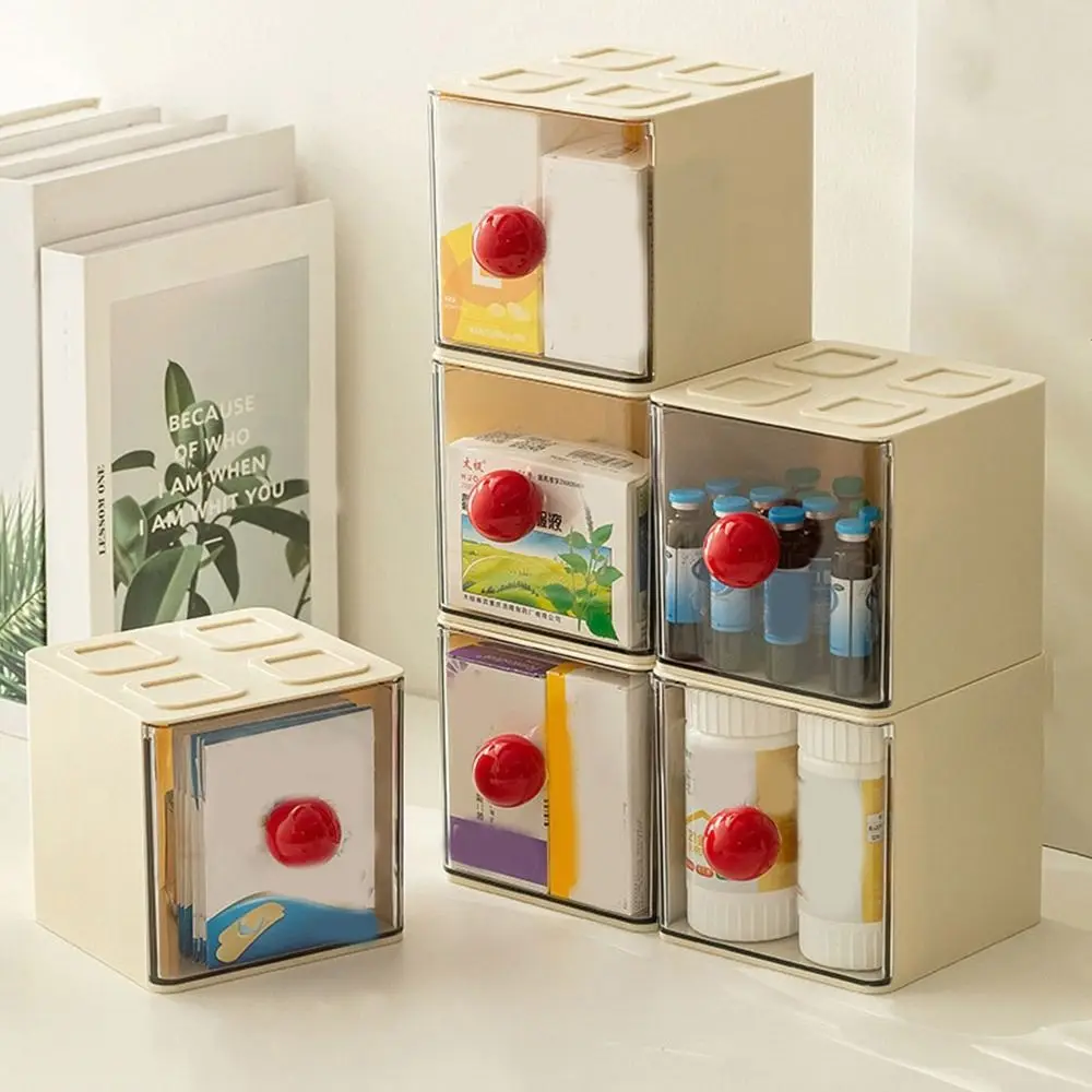 

Dopamine Drawer Style Storage Box Space Saving Stackable Snacks Storage Box Sealed with Handle Stationery Storage Box Cosmetic