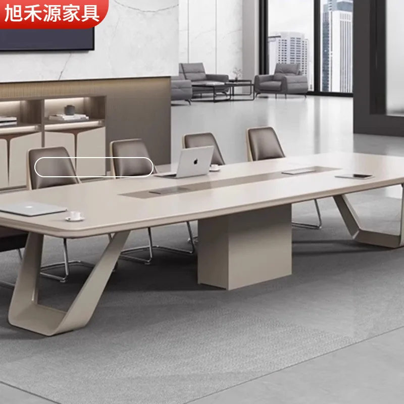 Painted solid wood conference table customization, simple strip conference office training multi-person negotiation table office