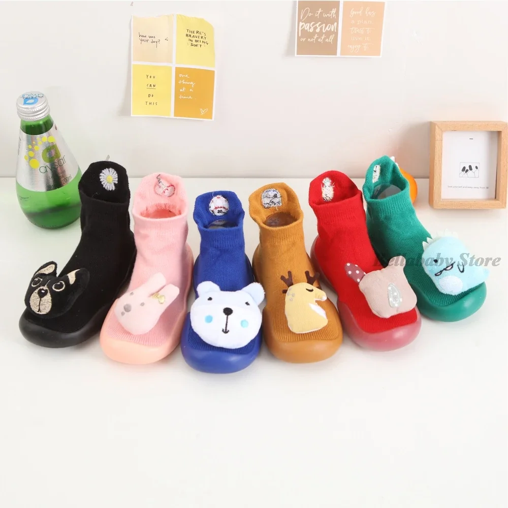 Children Anti-slip Shoes Newborn Baby Girl Cotton Non-slip Floor Socks Baby Boy Rubber Sole Cartoon Indoor Socks Infant Shoes