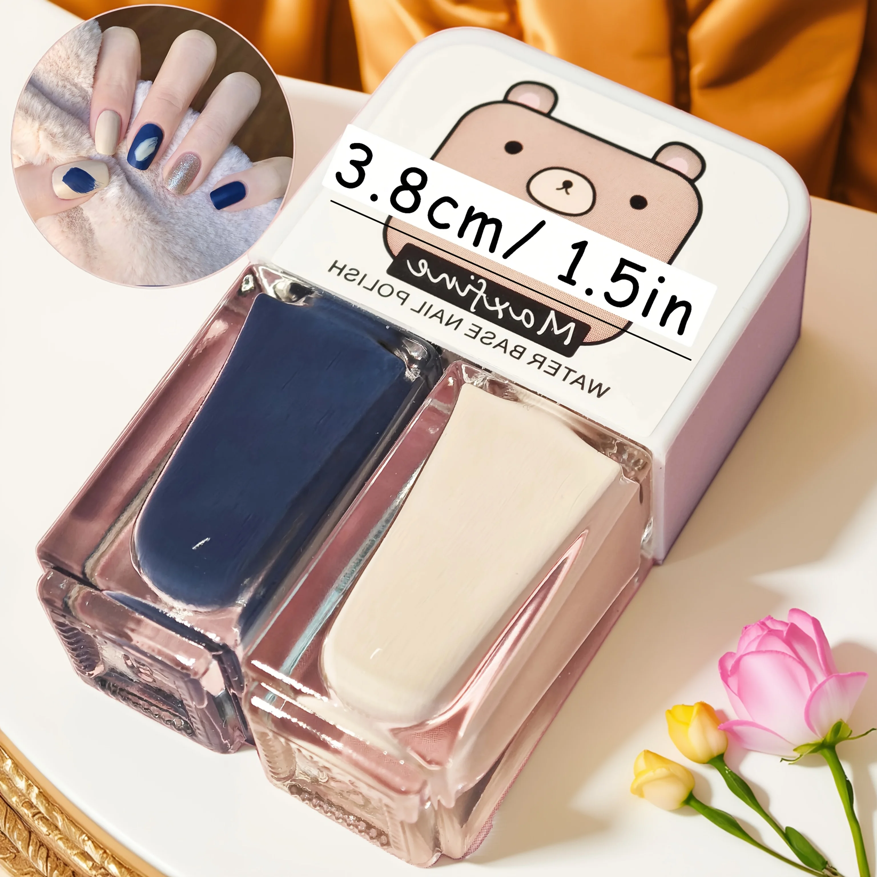 D35 Niebieski kryształ lodu z piórkami, 2 butelki, szybkoschnący, długotrwały, zdejmowalny, na bazie wody, bez potrzeby użycia lampy UV, natychmiastowy efekt rozjaśnienia paznokci.