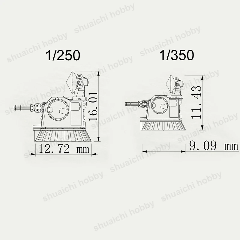 1PCS Model 1130 Close Range Gun 1/72 1/144 1/350 Scale Simulation H/PJ-11 Type 11 Barrel 30mm Naval Guns 3D Printing Resin Parts