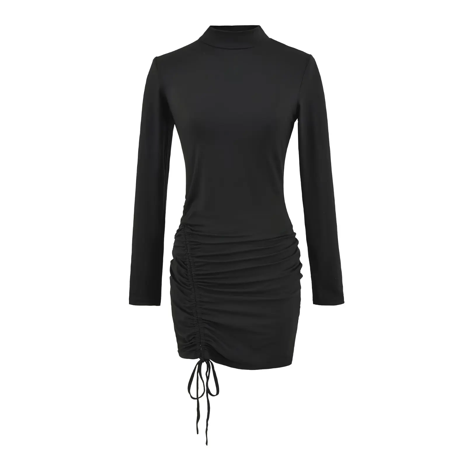 Sexy longo sve fino ajuste gola alta dr feminino dstring camada base ort saia ajuste apertado commute sle poliéster elastano