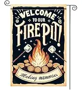 Nuxovilar Camping Polyester Garden Flag,Rustic Campsite Cozy Vibe Decor, Nature Camping Flag (Fir...