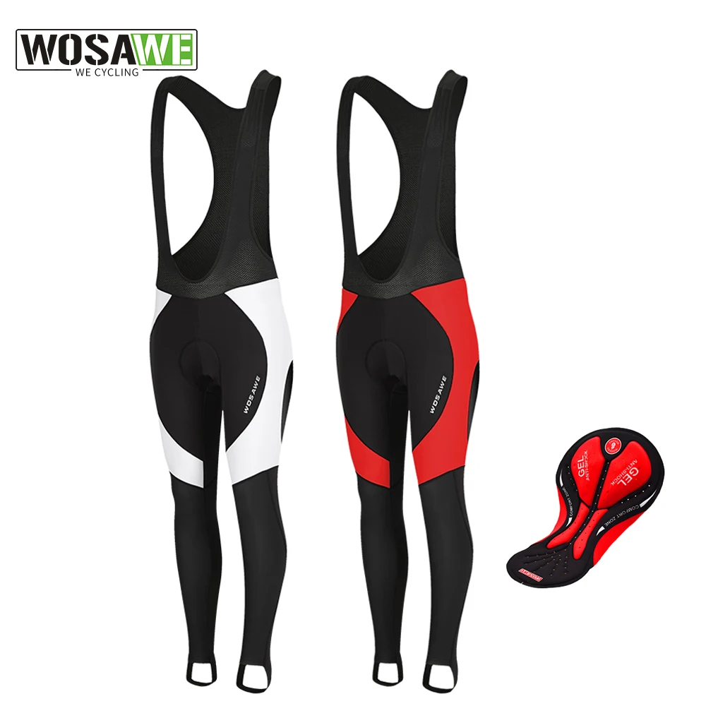 

Мужские велосипедные длинные штаны WOSAWE, теплые Светоотражающие зимние нагрудники, шорты с подтяжками, велосипедные гелевые подкладки, брюк...
