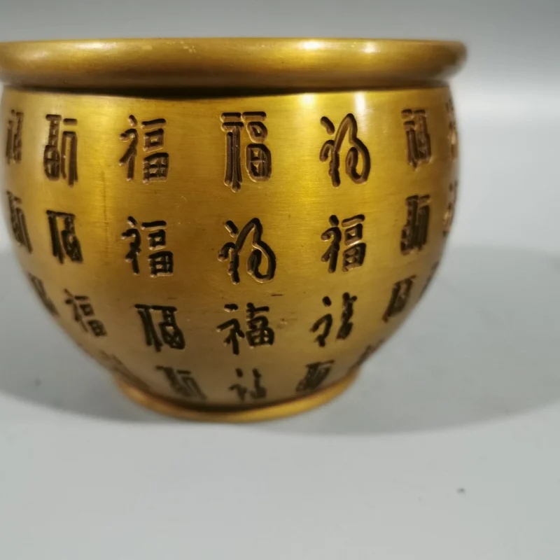 

Brass Large Hundred Blessing Vase Ornament Home Living Room Decorations Fu Character Cylinder Ornament