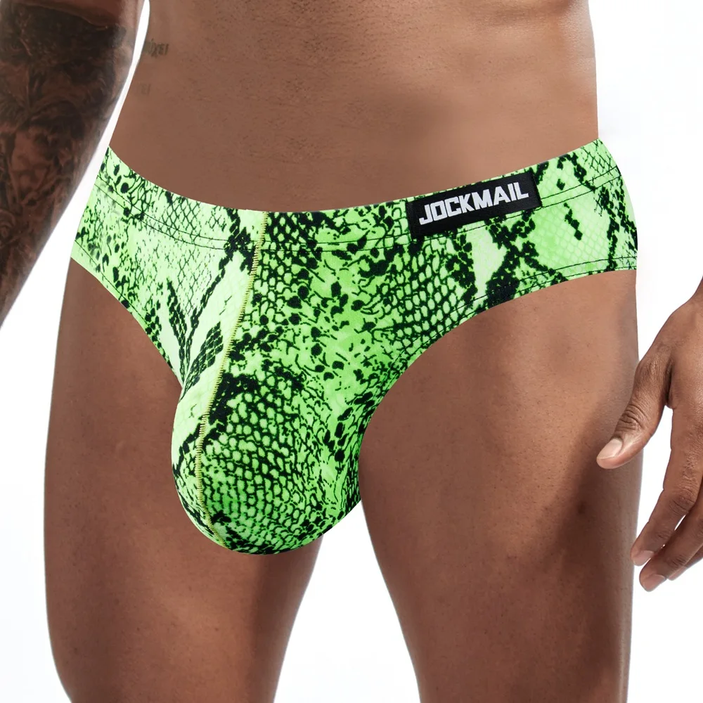 JOCKMAIL Cuecas Masculinas New Underwear Men Sexy Leopard Print Snake Pattern Big Bag U Convex Ropa Interior Hombre 4PCS
