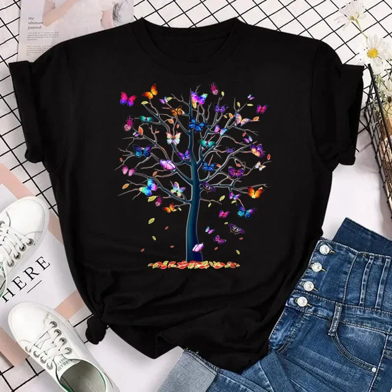 Rainbow Tree Print Tshirt Women Buddha Chakra Meditation T Shirt Femme Breathe Symbols Yoga T-Shirt Female Harajuku Shirt