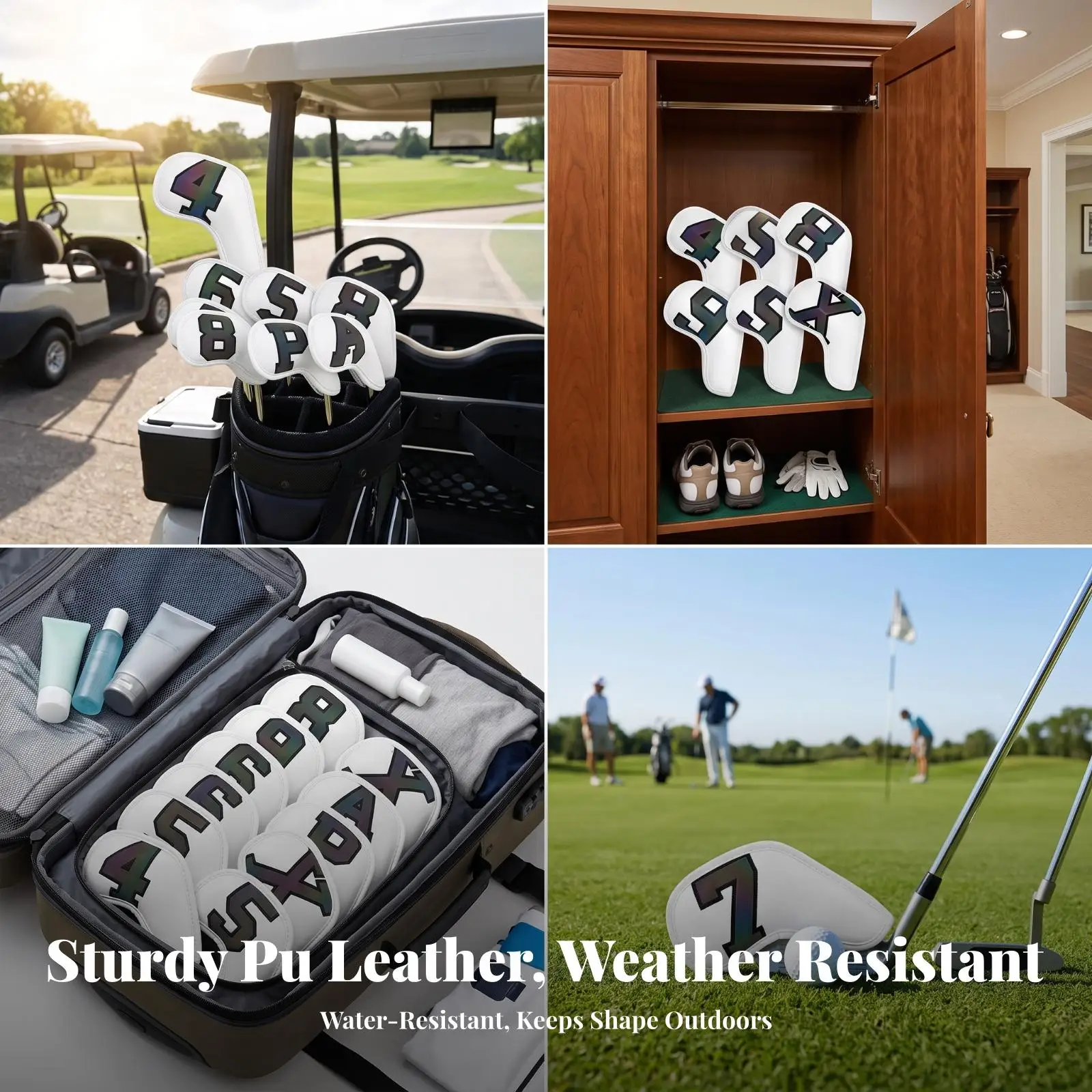 10 Pieces Golf Iron Cover with Hook-and-Loop Closure Dirt-Resistant Golf Iron Headcover Club Headcover Set Waterproof Shielding