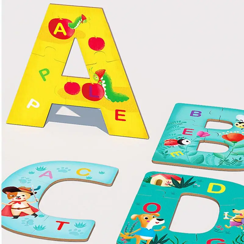 Kinder-Puzzles, Spielzeug, Kinder-Alphabet-Puzzles, Lernspielzeug, Cartoon-Erkennungsspiel, 3–6 Jahre, Vorschulkinder, Spaß für Jungen und Mädchen, Klassenzimmer