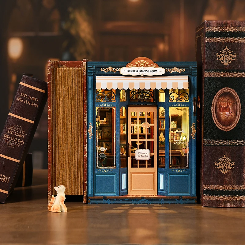 

Наборы для самостоятельной сборки деревянных кукольных домиков-книжных уголков с подсветкой, миниатюрные модели кукольных домиков с подставкой для книг, подарки на день рождения для друзей