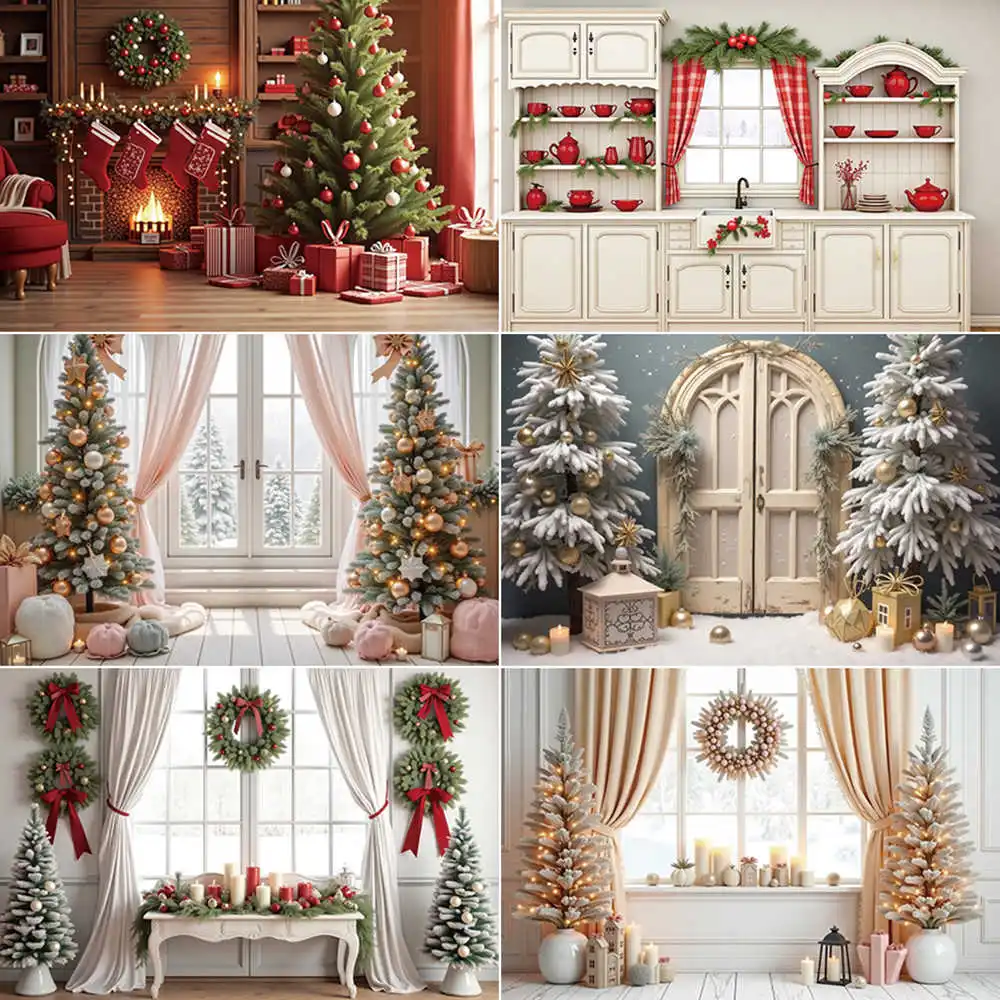 

MOON.QG 2024 Christmas Background 2025 Xmas Trees Backdrop Winter New Year Home Decoration Photographic Studio Props Back Drop