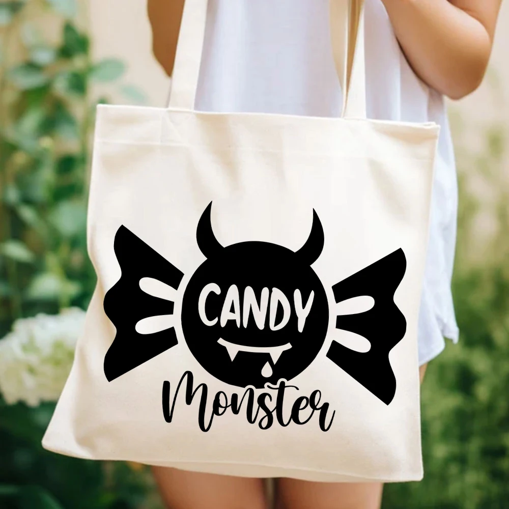 Candy Monster Tote Bags Halloween Candy Womens Handbag's Funny Halloween Monster Tote Bag's for Women's Trick or Treat Handbag's