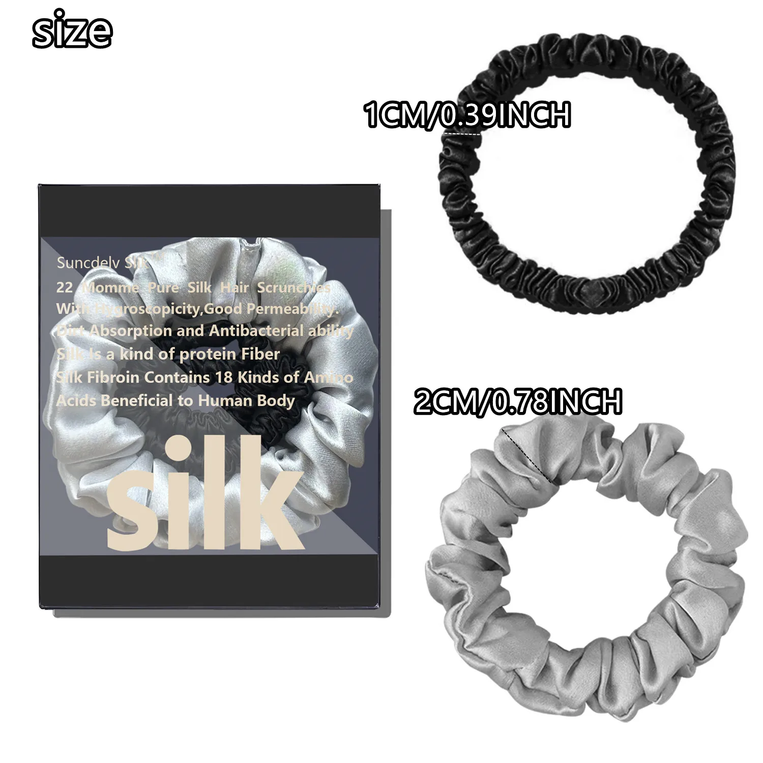 Luxurious 100% Natural Silk Solid Color Hair Ties High Quality Hair Scrunchies Women Big Hairbands Hair Accessories