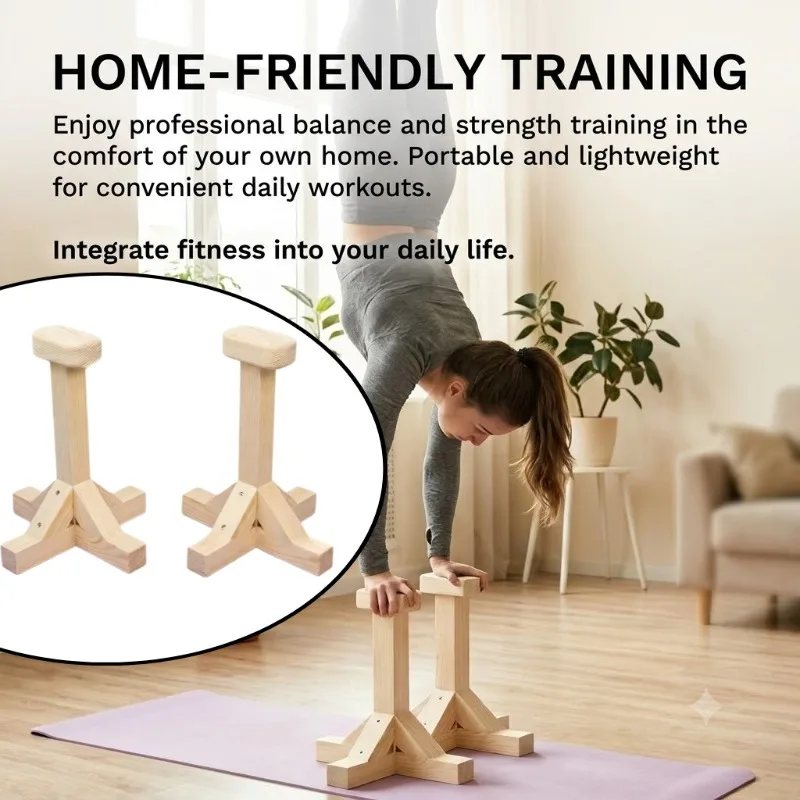 Professional Stability Wooden Bars Handstand Canes Parallettes Push Up Blocks Strength Equipment Core Training Home Gym Exercise