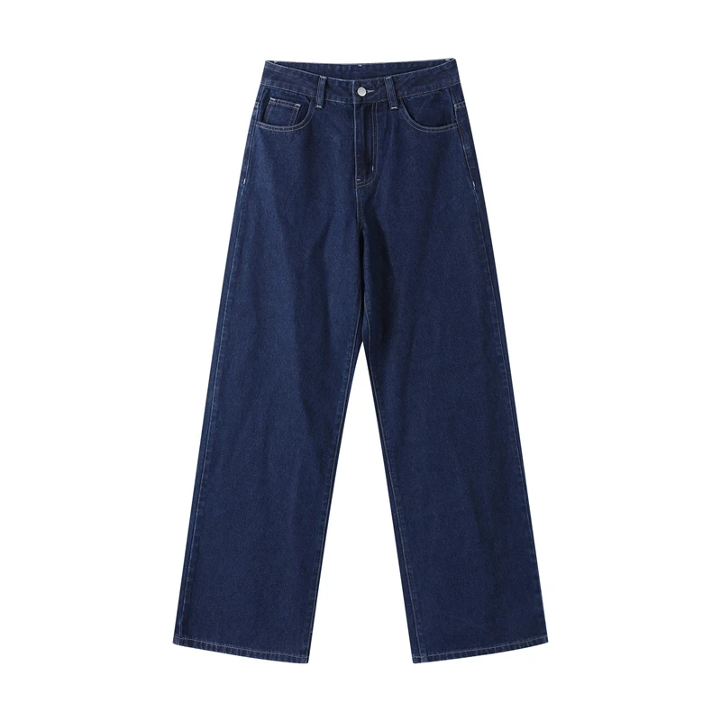 Zweiteiliges Vintage-Jeans-Set für Damen, einreihig, Reversgürtel, Jacke, passende Jeans mit hoher Taille und geradem Bein, lässiges tägliches Outfit – Detail 3