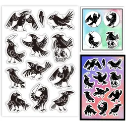 Halloween Crow Clear Stamps Skeleton Feathers Silicone Clear Stamp Seals Animals Transparent Stamps for DIY Scrapbooking