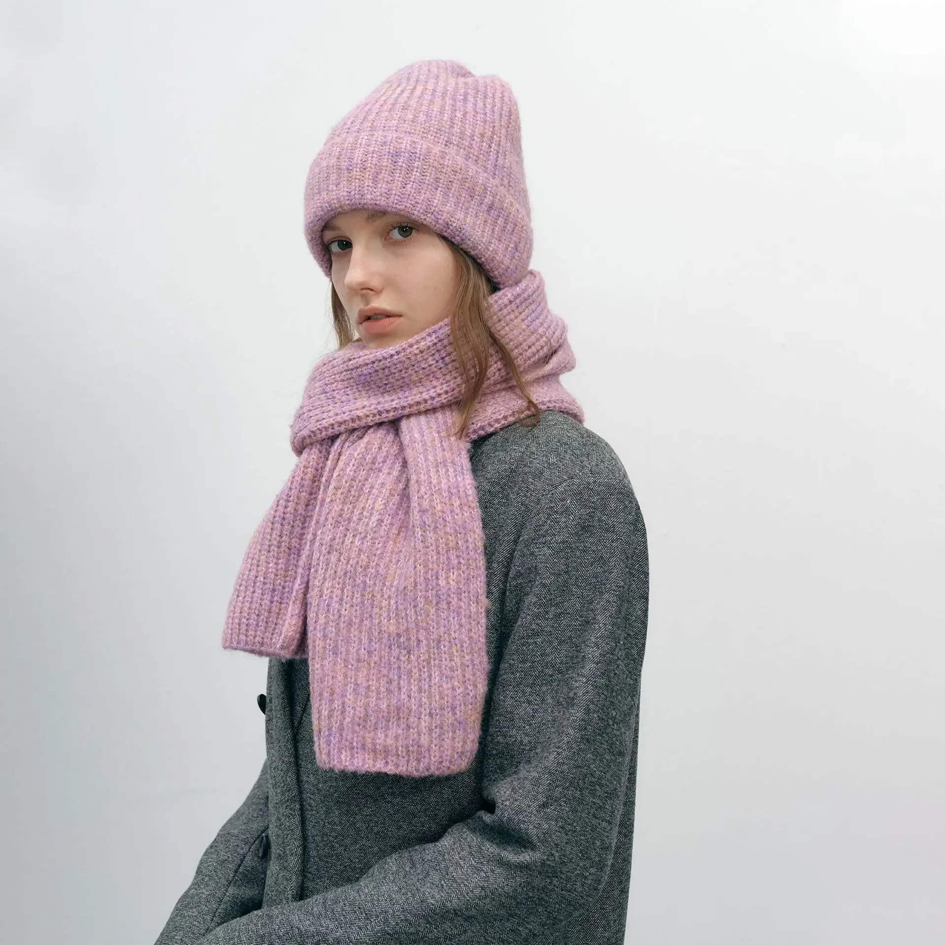 Women Winter Hat Scarf Set Fashionable Ear Protection Coldproof Warm Knitted Hat for Men Outdoor Ski Beanies
