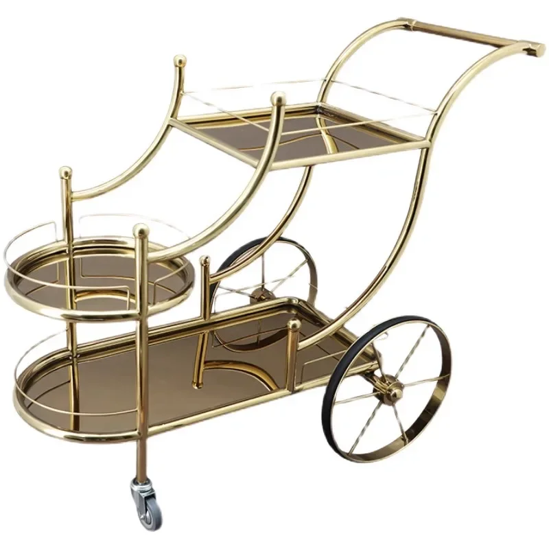 Dining Wine Hotel Restaurant Food Delivery Cart 4s Mobile Cart Commercial Three-tier Wine and Tea Cart