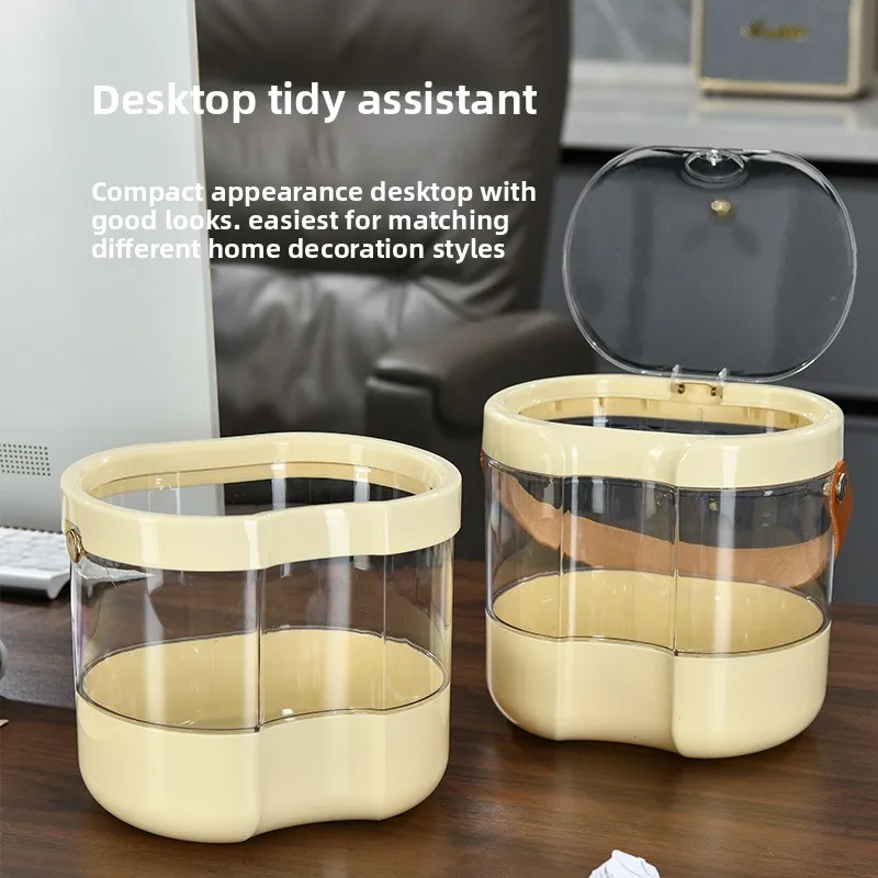 

Multifunctional trash can Mini desktop push-type trash can for home living room bedroom storage bucket office casual