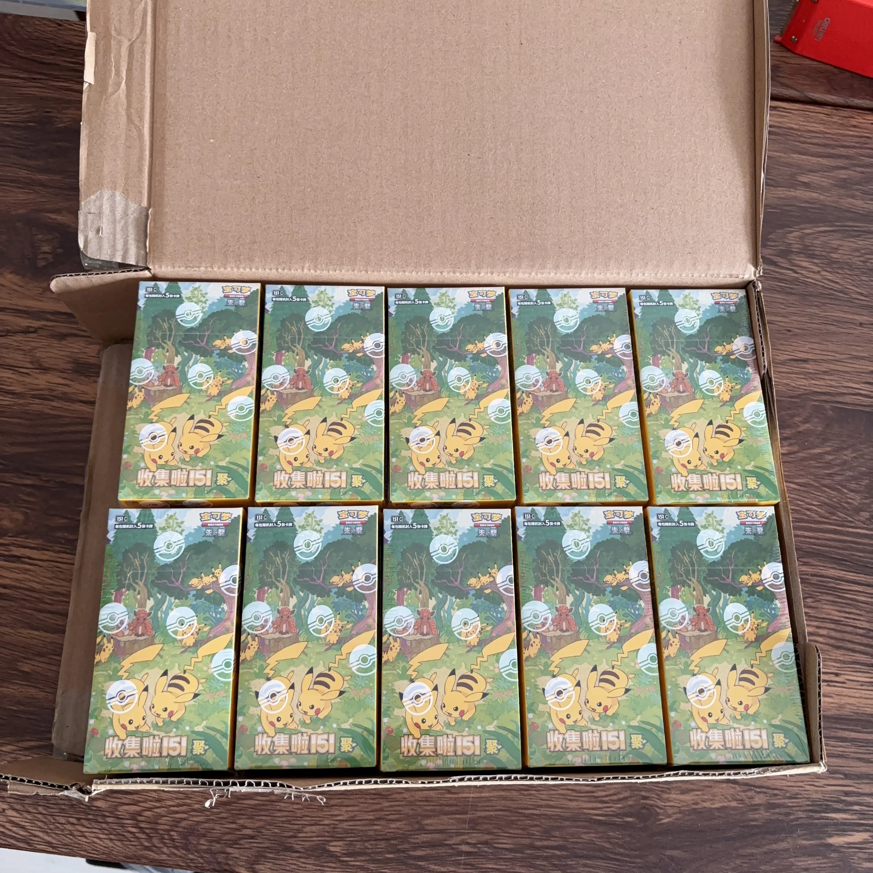 20 Boxen Pkm-Karten PTCG Vereinfachtes Chinesisch Zhu Zi Sammelkarten 151 Dünne Box Wechselserie Karten Ponyta Gengar Sammelkarten
