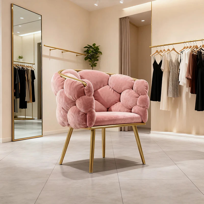 モダンスタイルの化粧椅子、軽奢なリビングルーム用バブルチェア（背もたれ付き）、シンプルなドレッシングテーブル、ネイルアート、ブレッドチェア