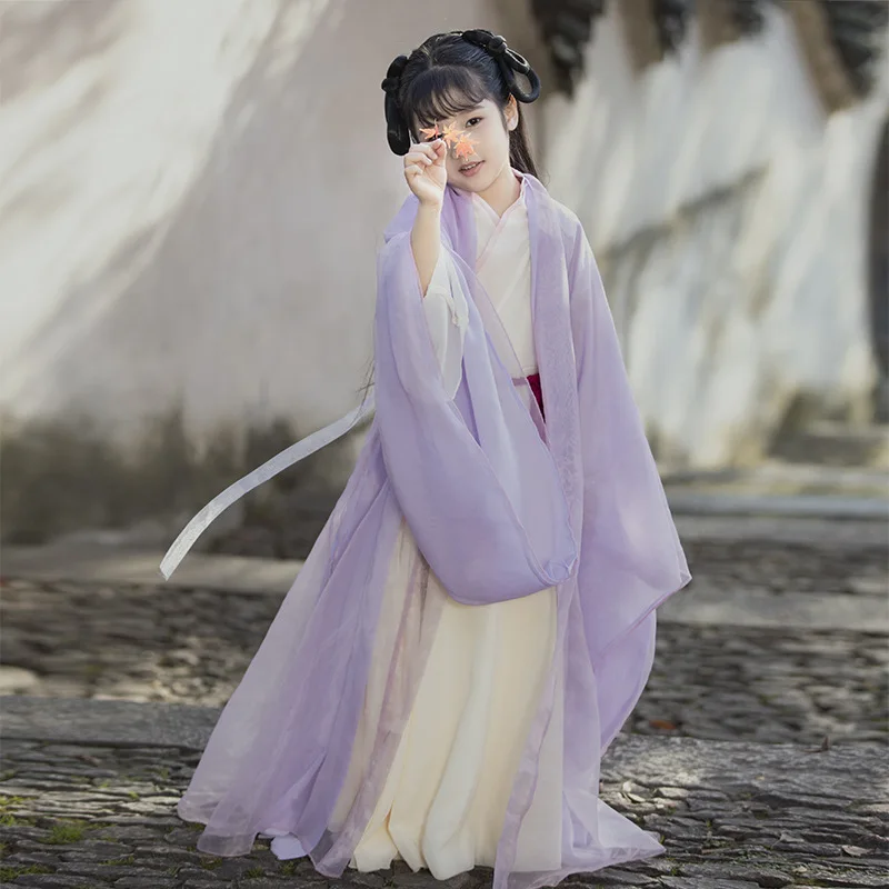 Vestido tradicional Hanfu para crianças, traje de palco chinês antigo, dança de fadas das meninas, roupas princesa, cosplay para crianças, original