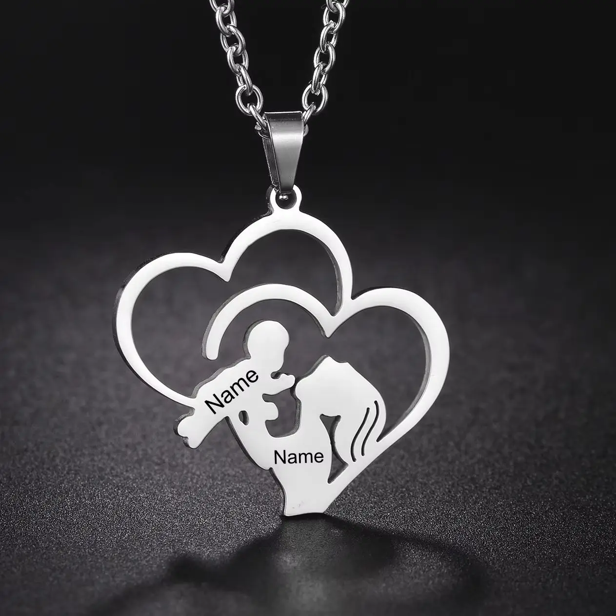Custom Name Mother Baby Mom Personalized Necklace Family Gift For Women Men Chain Stainless Steel Pendant Jewelry