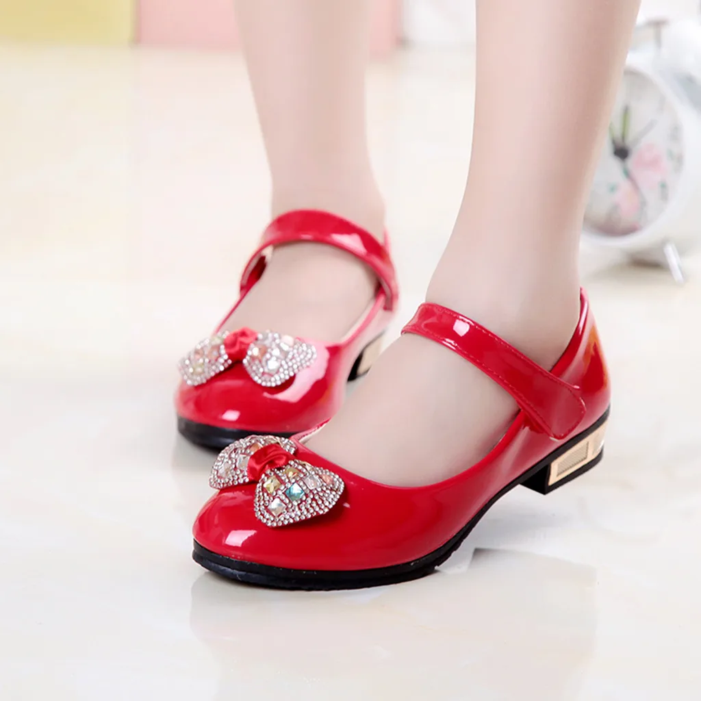 Girls Sandals Shoe Red Girls Shoes 2025 Newly Arrived Infant Kids Baby Girls Crystal Bling Bowknot Single Princess Shoes Sandals