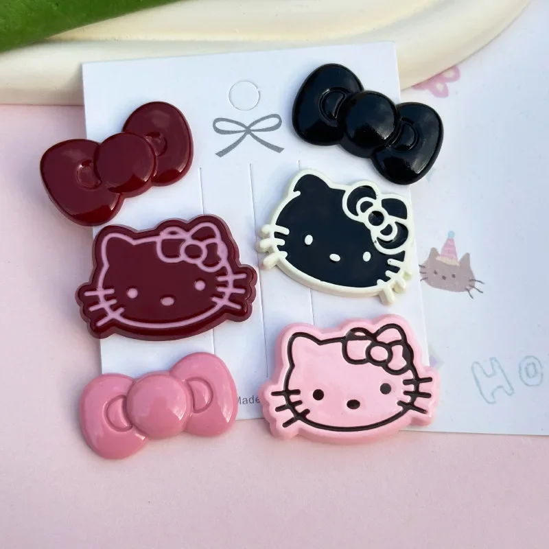 5 قطعة Hellokitty الاكريليك فلاتباك DIY بها بنفسك مجوهرات اكسسوارات قضية الهاتف المحمول ثقب الأحذية التصحيح دبوس الشعر إكسسوارات الشعر المواد