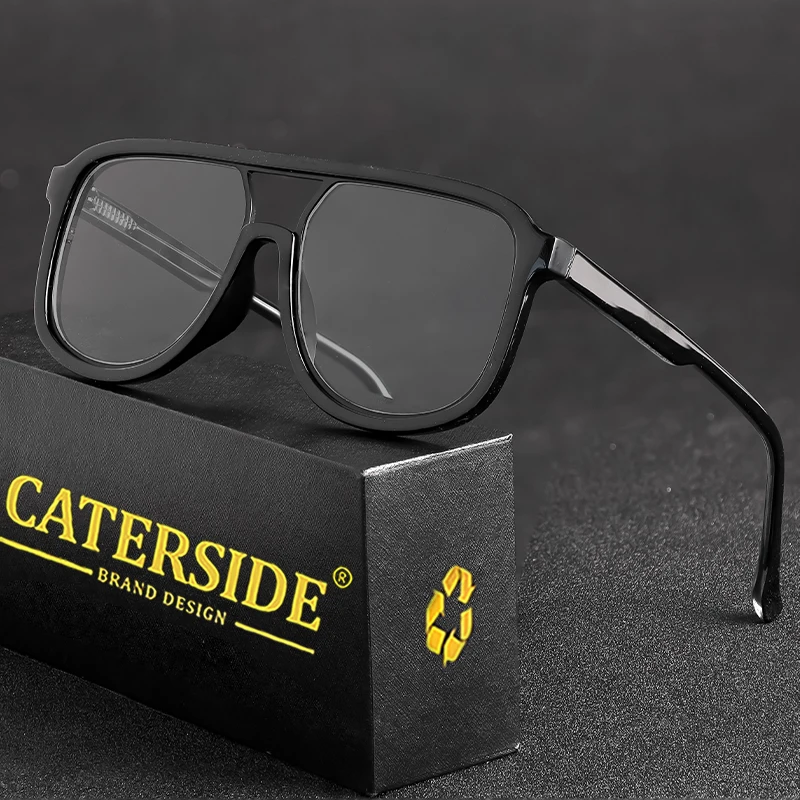 CATERSIDE Anti Blaues Licht Gläser für Männer Retro Große TR + Metall Rahmen Frauen Brillen Flache Top Doppel Brücke Punk marke Brillen – Detail 1