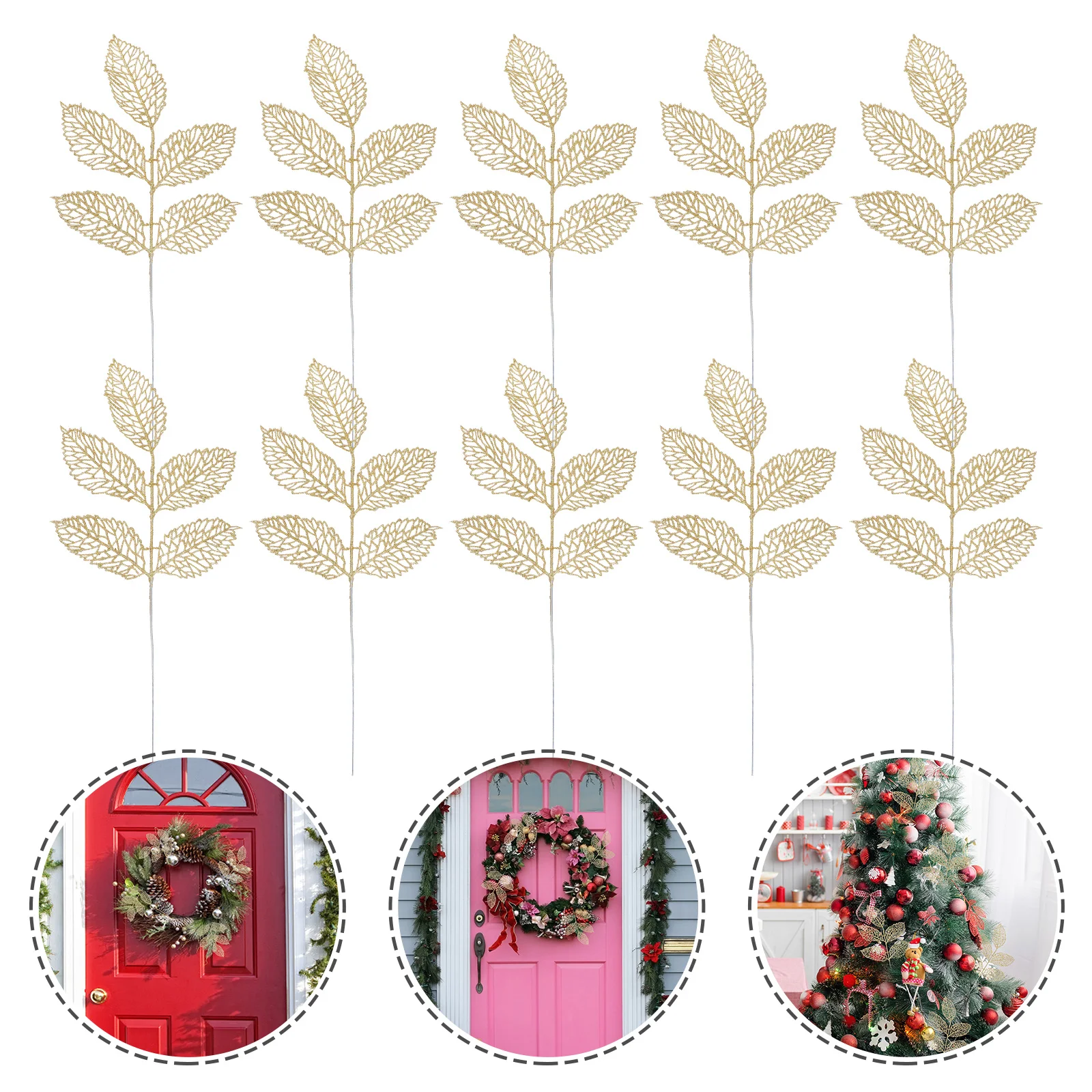 

10 Pcs Simulated Rose Leaf Pendant Decorative Leaves Christmas Simulation Artificial Decors Xmas Ornament Plant
