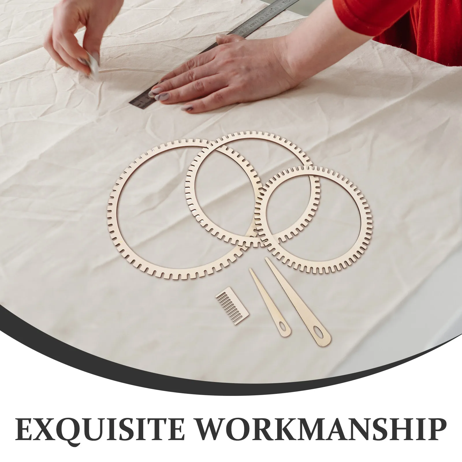 Set di 6 Pezzi per Tessitura in Legno, Kit per Principianti, Strumenti Circolari per Lavoro a Maglia, Pettine per Uncinetto, Telaio per Lavoro a Maglia Fai-da-Te per Bambini