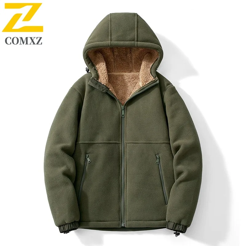 

COMXZ Men Jacket Classic Hooded Commute Office Thickened Warm Parka Luxury Business Casual Cold Resistant Winter Men Clothing