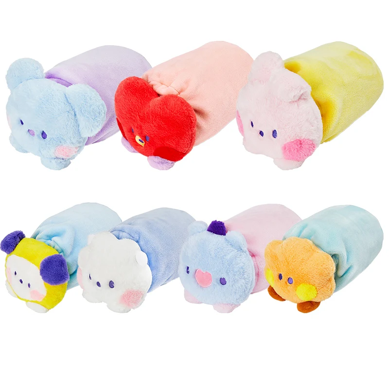 

Line Friends Original Cartoon Bt21 Soft Air-Conditioning Blanket Kawaii Anime Koya Chimmy Tata Office Nap Blanket Pillow Gifts