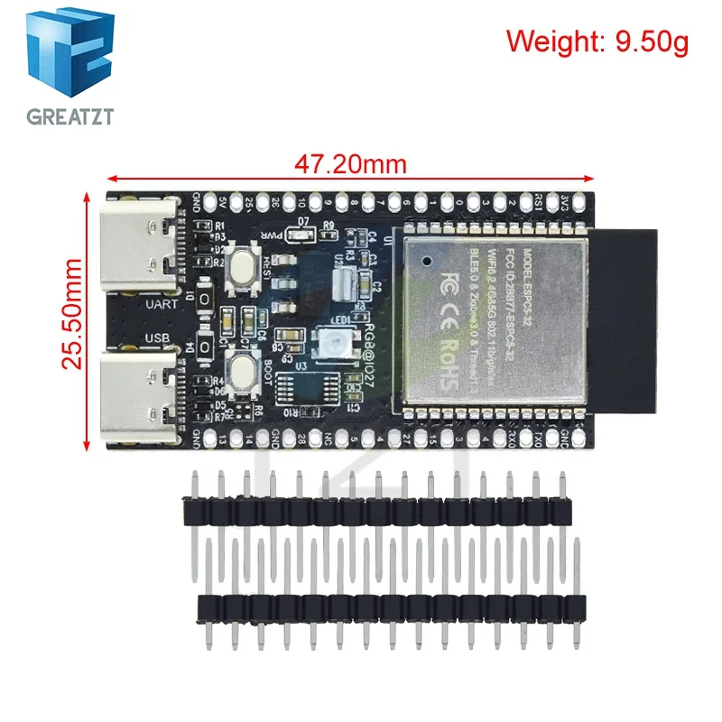 1/3PCS ESP32-C5-DevKitC-1 Development Board N4R2 With Dual-Band 2.4G/5G WiFi+Bluetooth ESP32-C5-1 Module