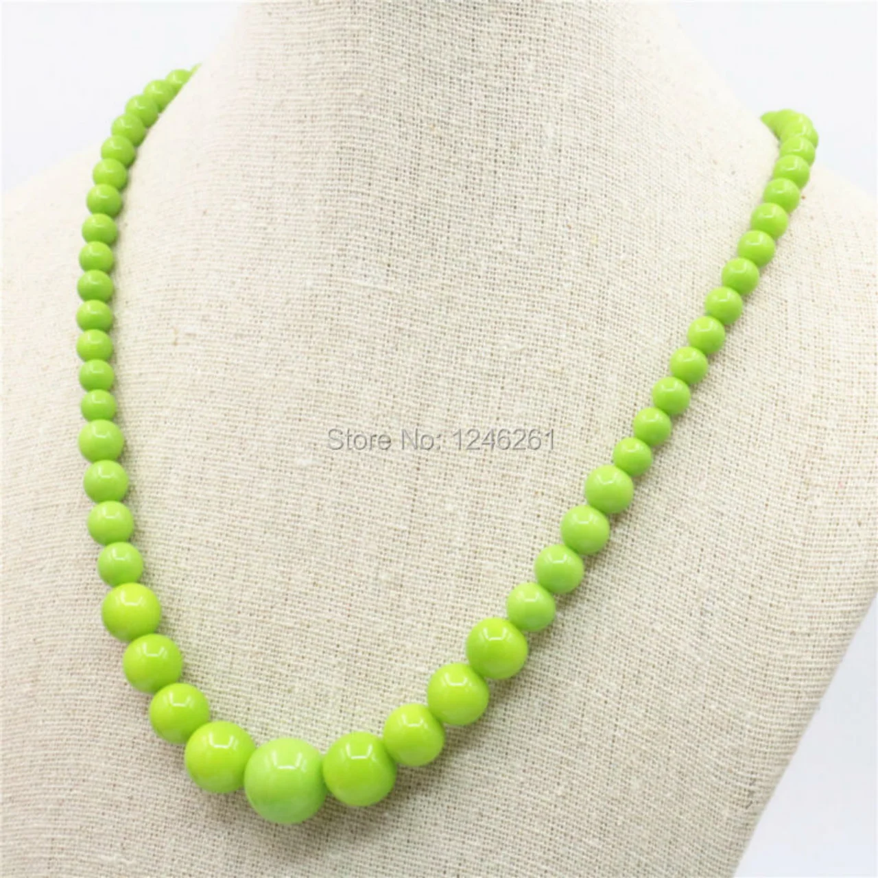 6-14mm Accessories Green Glass Lucky Beads Tower Necklace Chain Earbob Earrings Sets Women Girls Christmas Gifts Jewelry Making