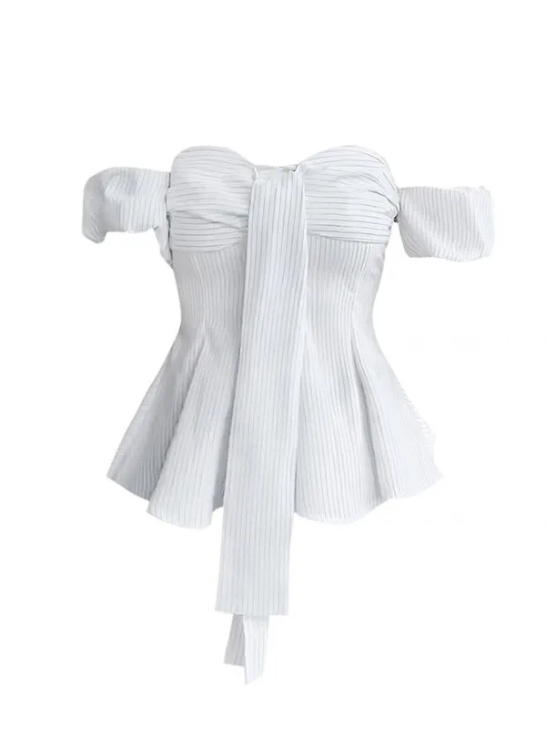 Ele Pure Desire One oulder ort Sve Women's Summer Slim Fit Sweet Sexy Personali Top Korean Sle irt