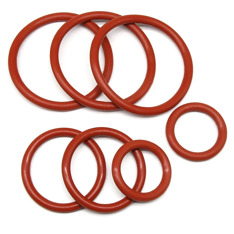 Rot 5 Stück VMQ O-Ring-Dichtung CS5,7 mm OD40 ~ 270 mm wasserdichte Unterlegscheibe Silikonkautschuk isolieren runde O-förmige Dichtung Lebensmittelqualität O-Ring