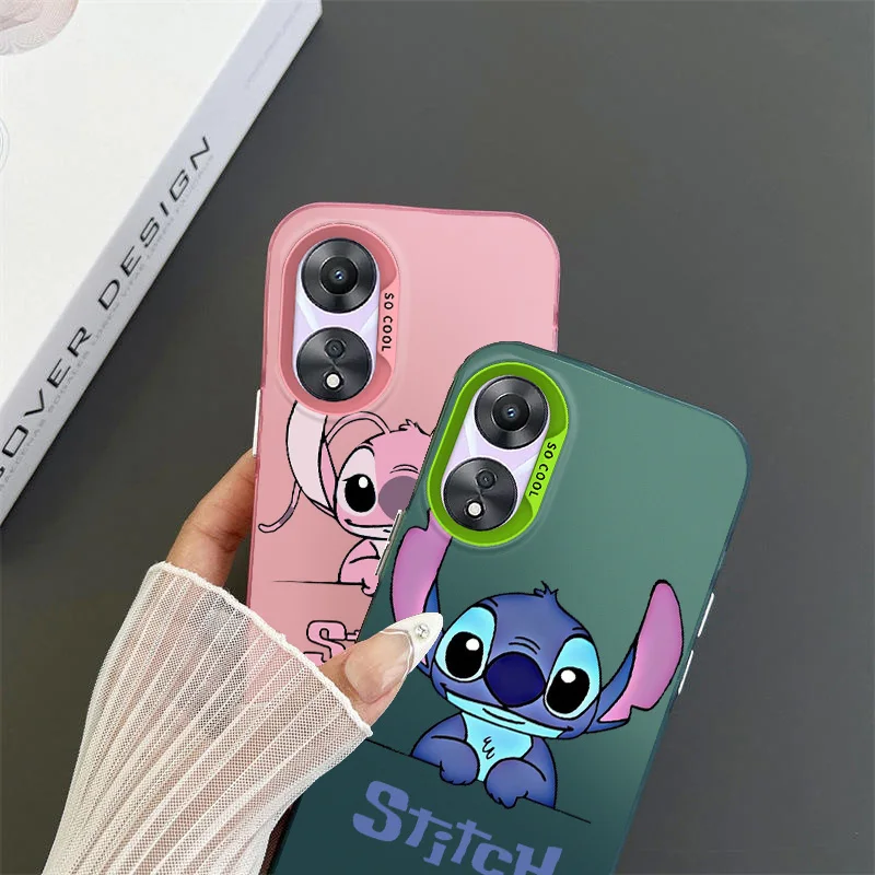 Cute Disney Stitch Angel For OPPO A 31 37 38 55 57 58 74 76 78 94 98 Reno 6 7 8 Z T Pro Colorful Phone Case Soft Funda Silicone