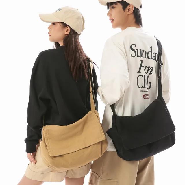 Bolso Bandolera de Lona Lavada para Mujer 2026, Gran Capacidad, Estilo Boho Minimalista, Casual, para la Escuela