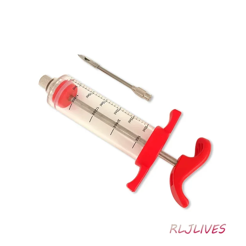 30ML BBQ Meat Syringe Spice Marinade Injector Stainless Steel Needles Sauce Syringe Kitchen Tools Chicken Syringe Injection