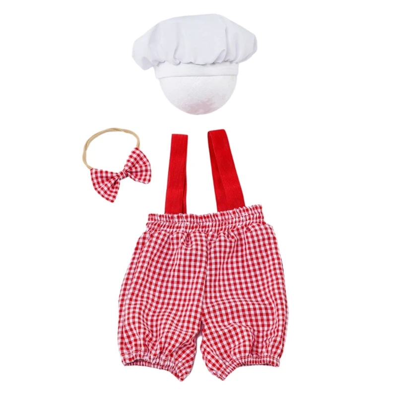 Baby Pants Cooking Hat and Matching Bowtie Photography Props for Photoshoots QX2D