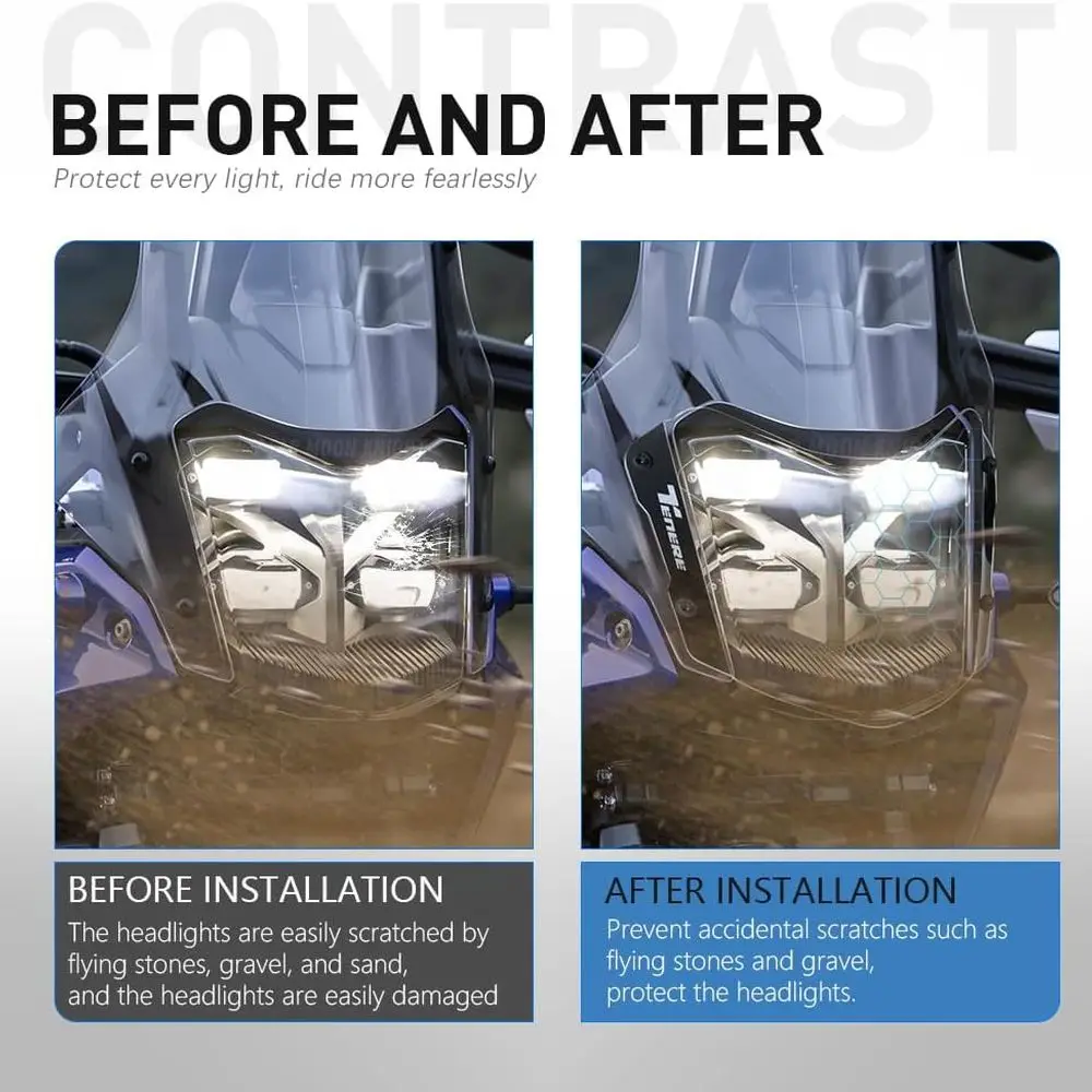 Protecteur de phare en Polycarbonate Tenere 700 Rally, accessoires de protection de phare pour Yamaha Tenere 700 (Transparent)