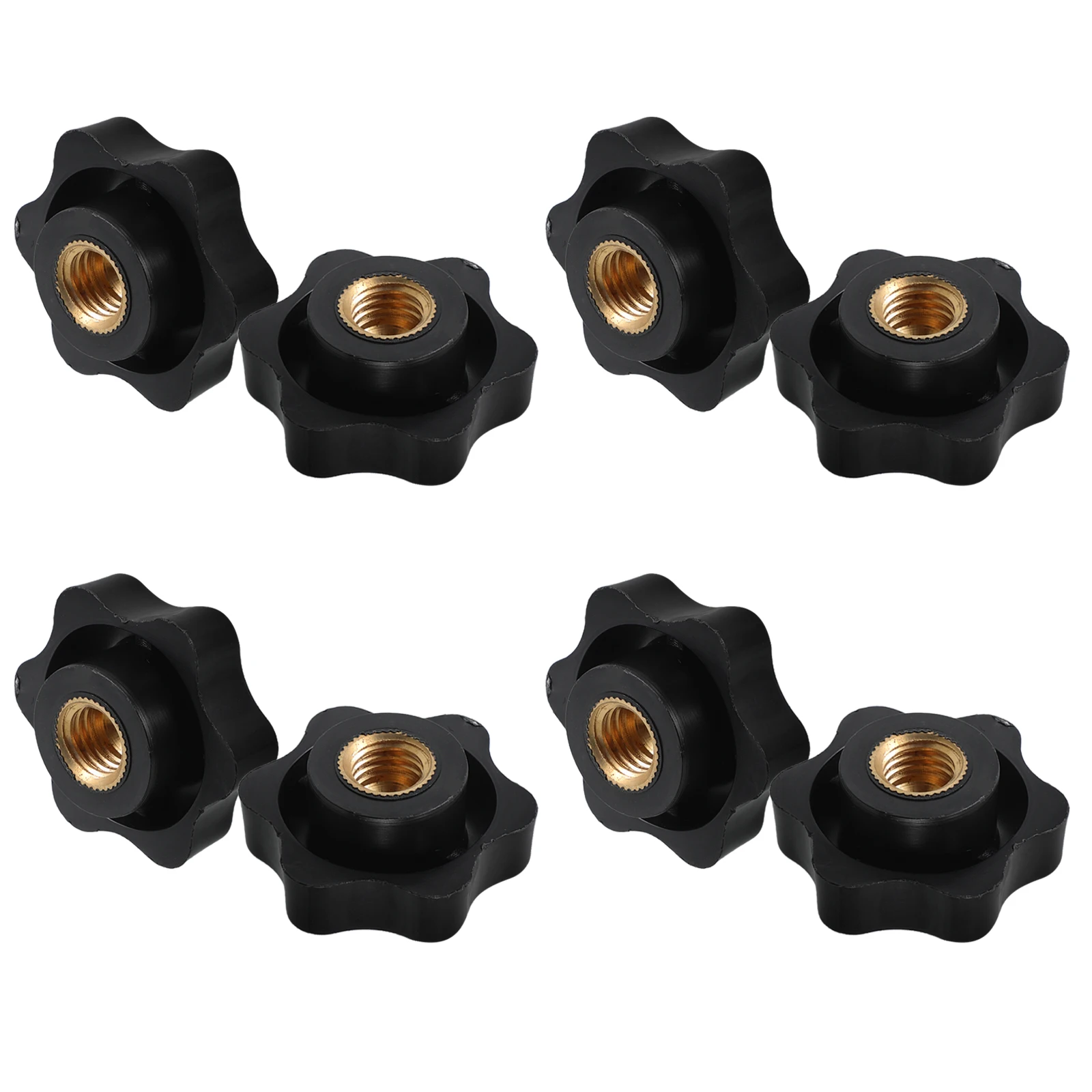 

8pcs Star Handle Nut Plum Blossom Shaped Black Thumb Nuts For Clamping Hexagon Socket Set Mechanical Equipment Repair Tool