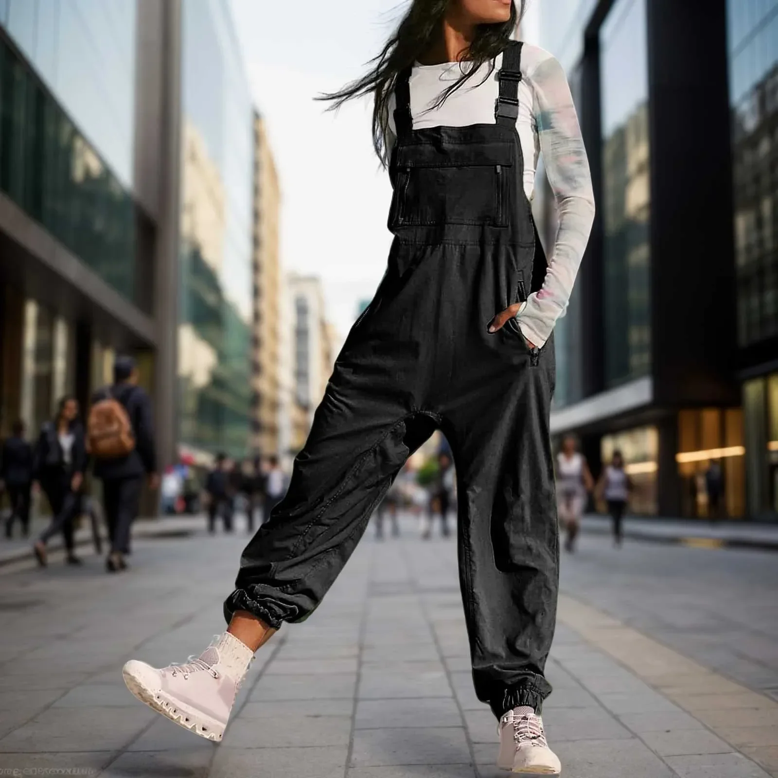 

Full Jumpsuit Woman Fashion Solid Work Overalls With Pockets And Casual Leggings Jumpsuits Casual Harajuku Streetwear New