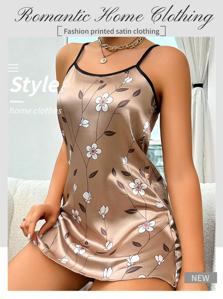 Women's Satin Floral Print Nightdress