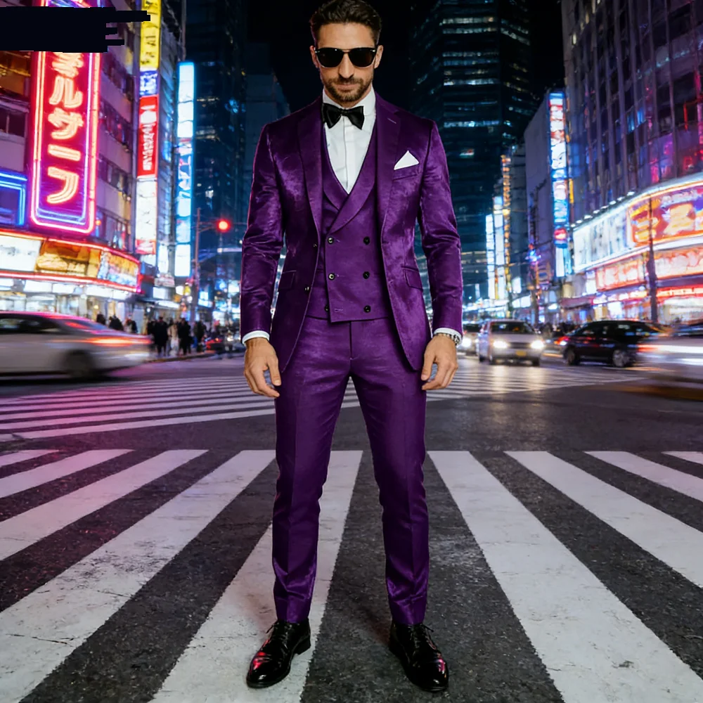 

Elegant Ternos Masculinos 3-Piece Smoking Set with Notched Lapel Blazer Vest And Pants Formal Ensemble Men's Suit