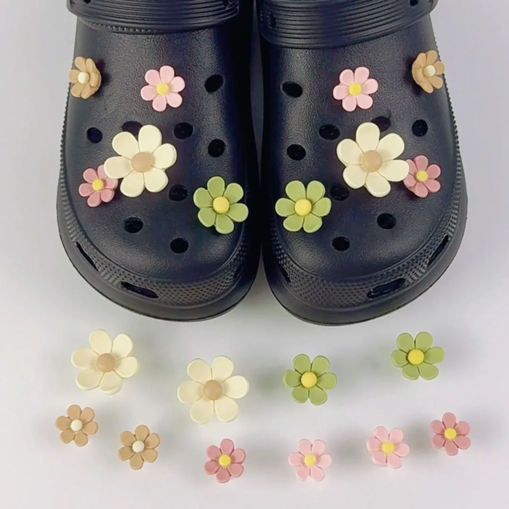 10Pcs/Set New ABS Shoe Buckle Charms DIY Easy to Attach Shoe Buckle Decorations Daisy Flower Shoe Charms Clogs Accessories
