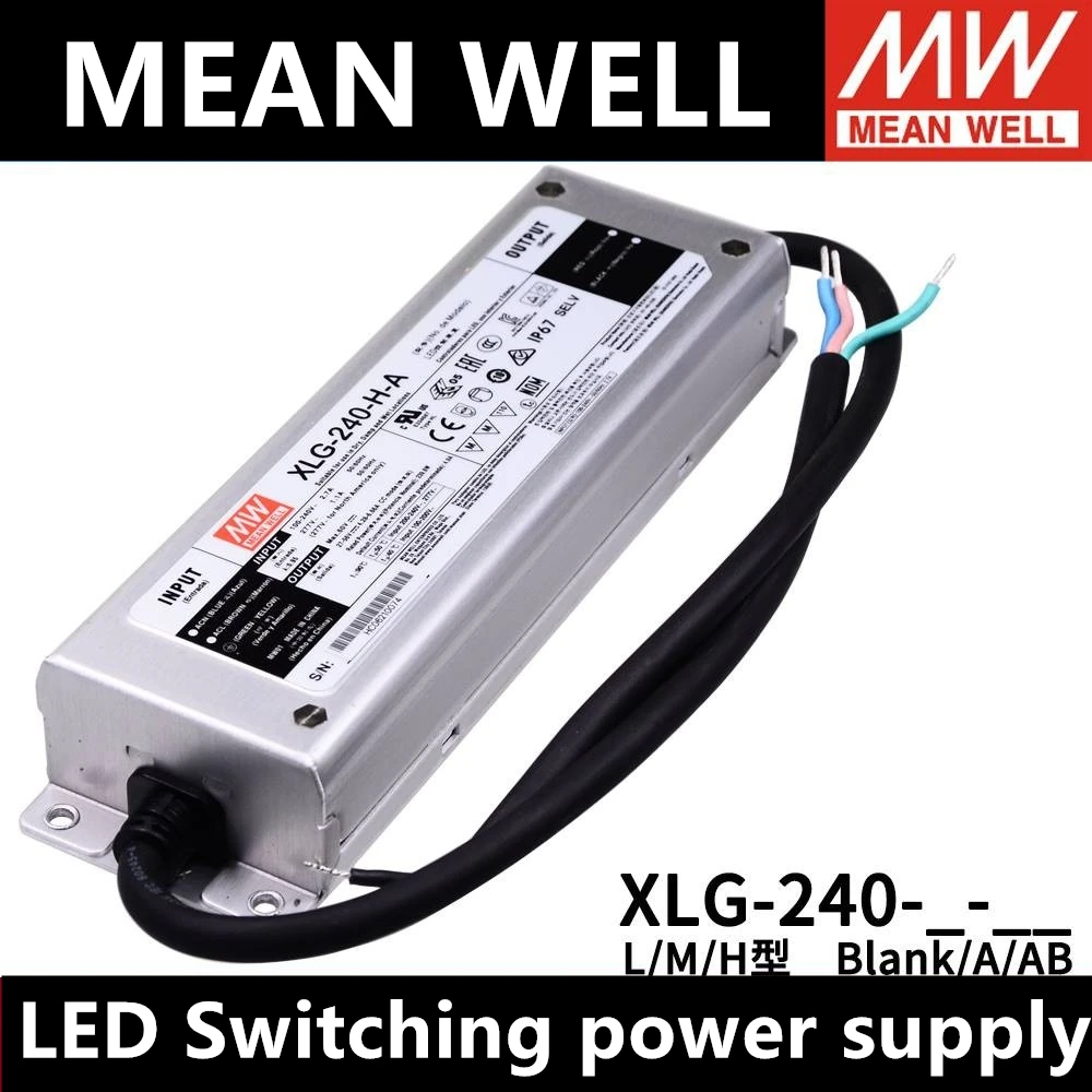 Taiwan Mean Well XLG-240-L/M/H-A/AB IP67 Metal Case Street/Skyscraper lighting meanwell 240W Constant Power Mode LED Driver MW