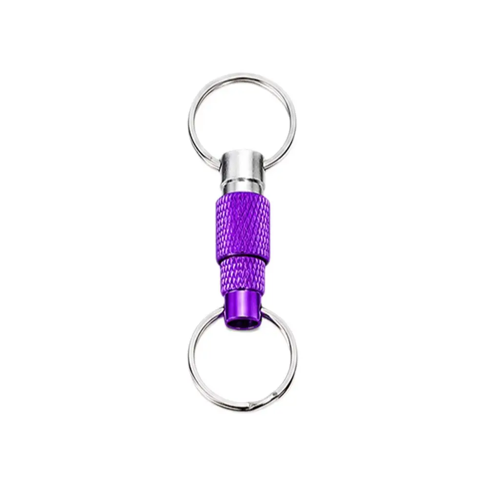 Double Headed Quick Release Keychain Aluminum Alloy 360° Rotation Clip Pull Apart Buckle Retractable Quick Pull Design Keys Fob